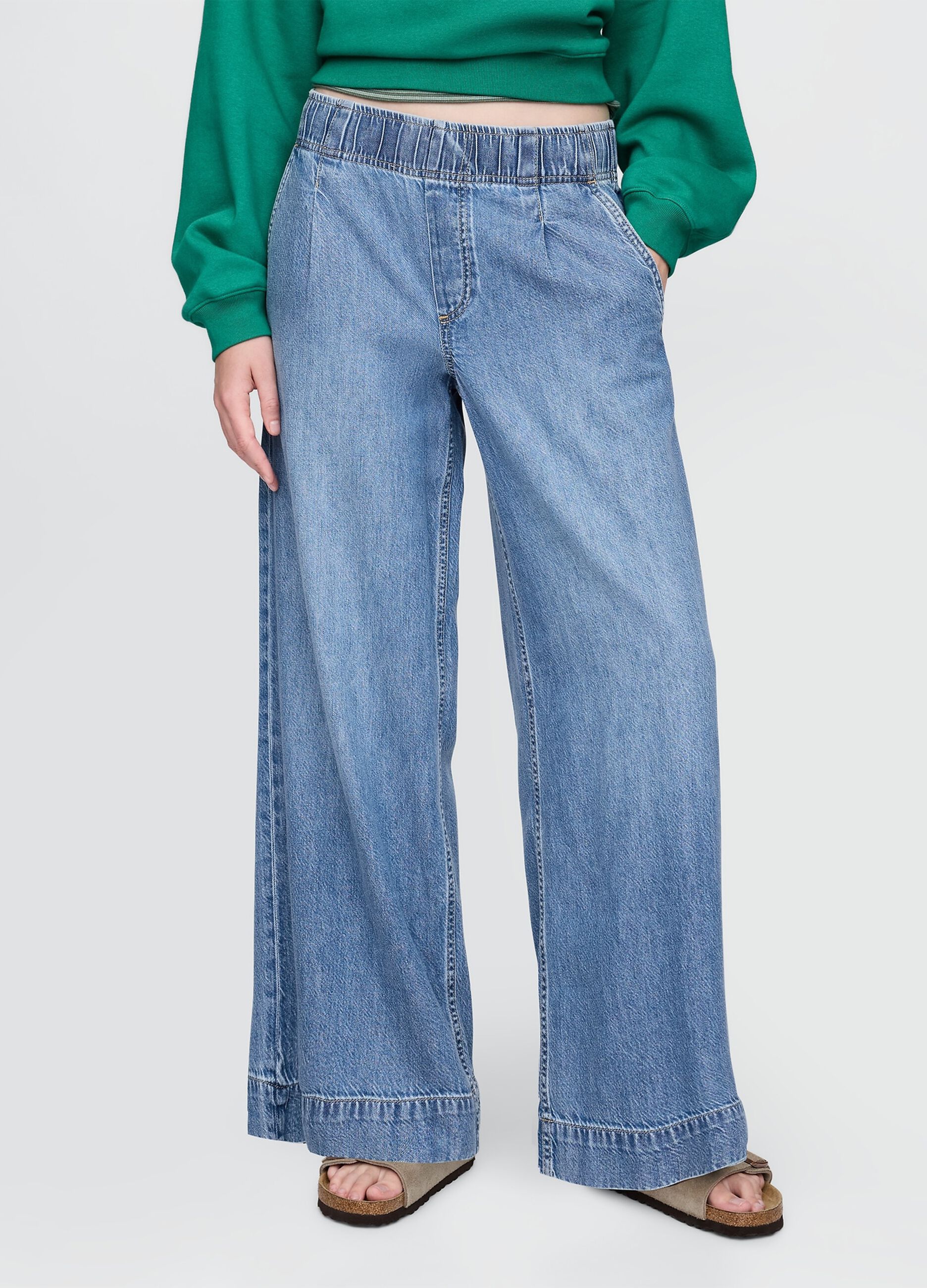 Jeans Gap a gamba larga in denim_1