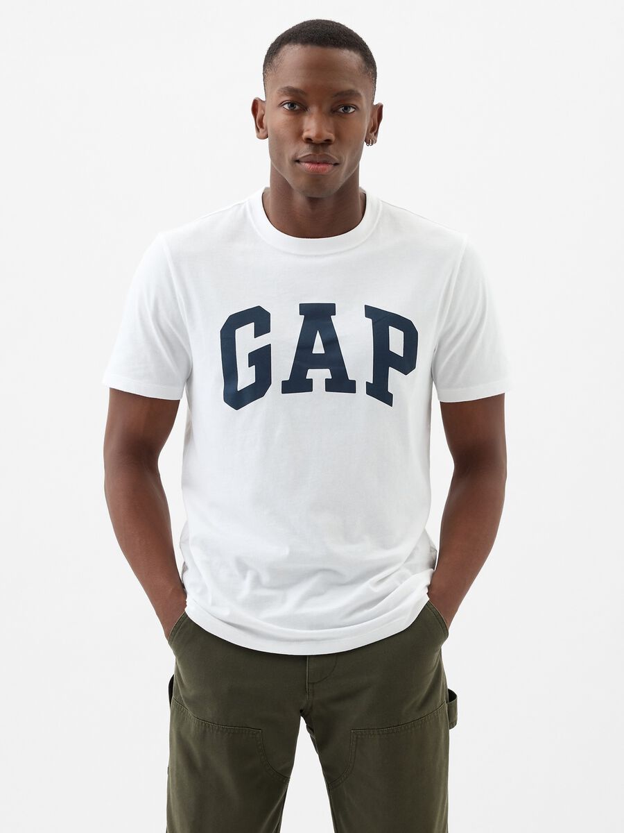 Cotton T-shirt with logo print Man_0