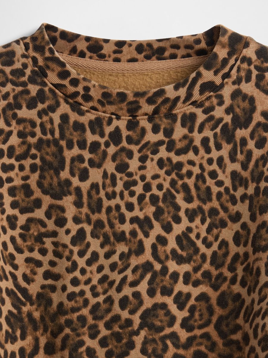 Felpa marrone leopardata a girocollo Donna_4