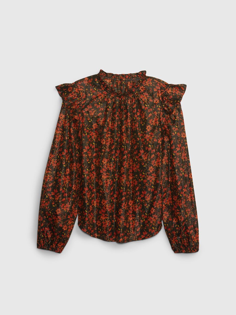 Floral blouse in lurex with flounce Woman_5