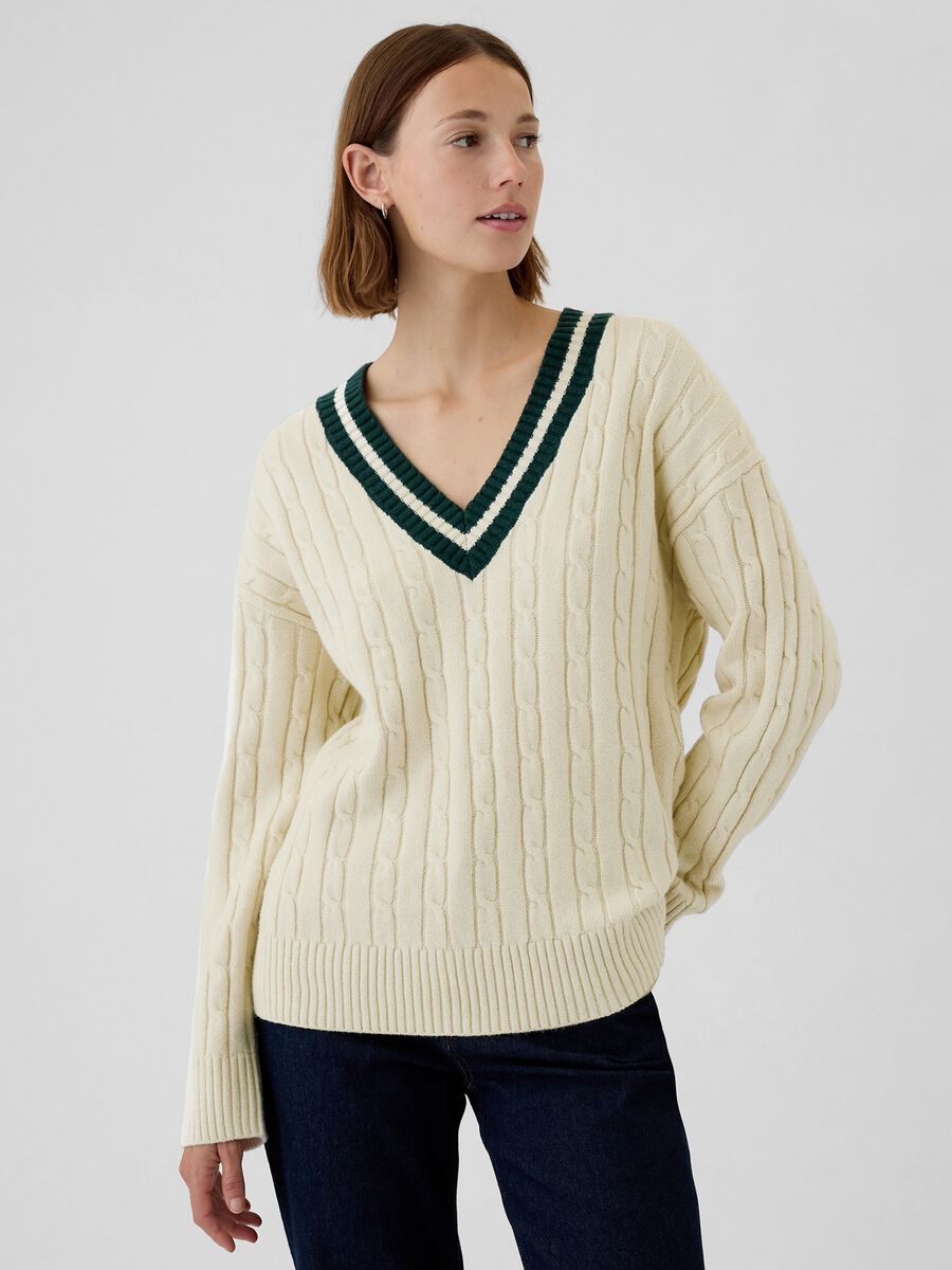 Pullover oversize con profili rigati Donna_0