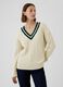 Pullover CashSoft oversize con profili rigati_0