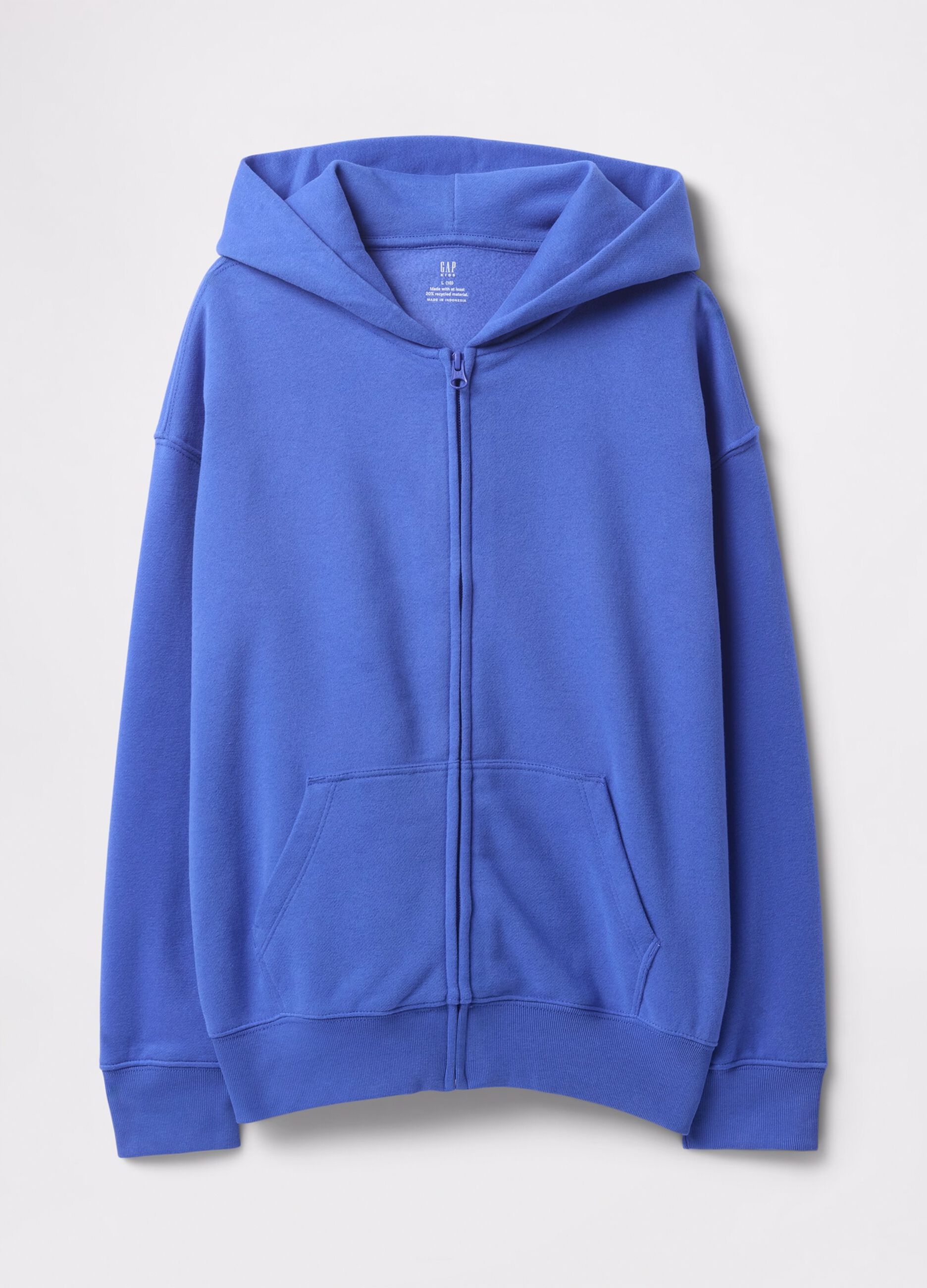 Full-zip blu in cotone con cappuccio_3