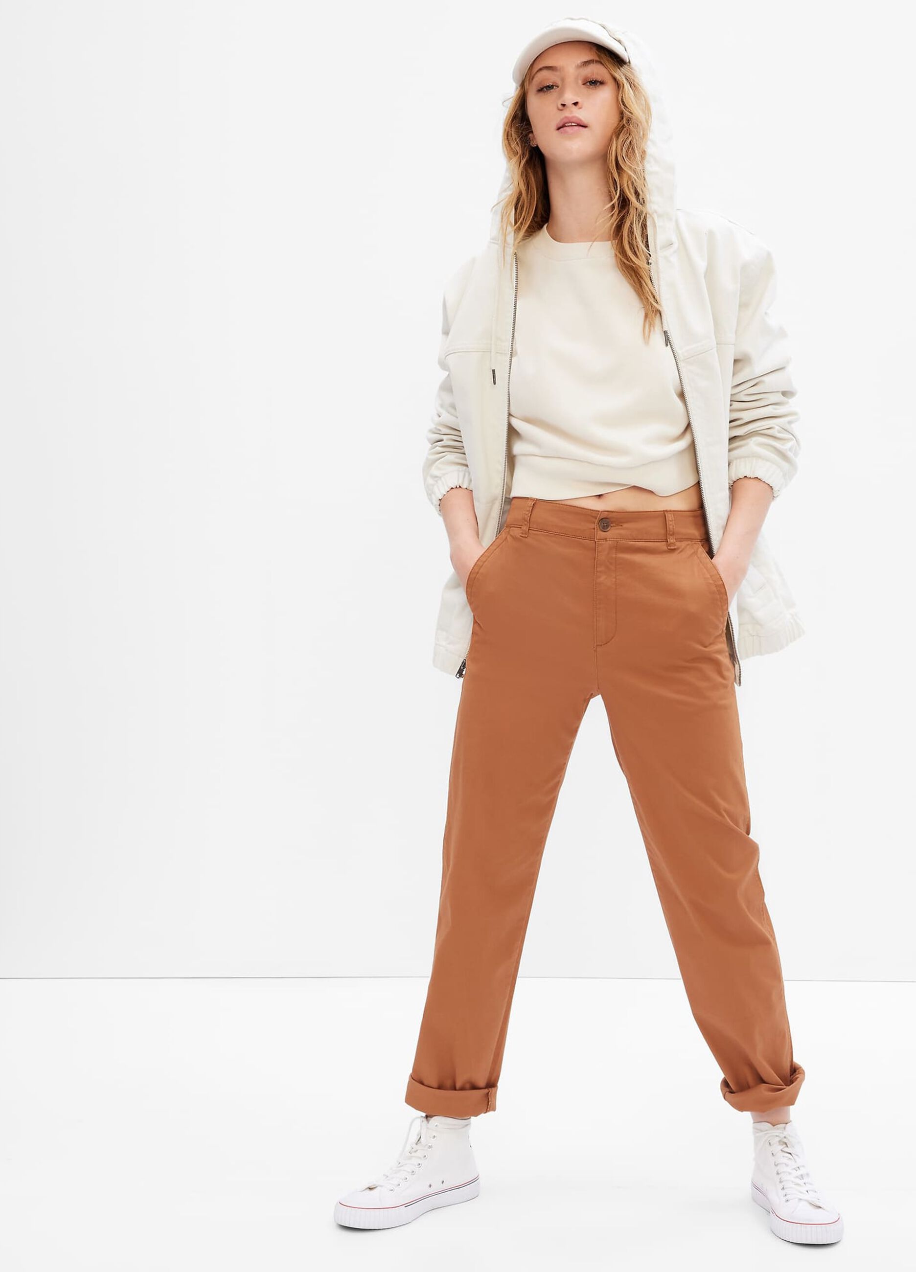 Stretch cotton girlfriend trousers_0