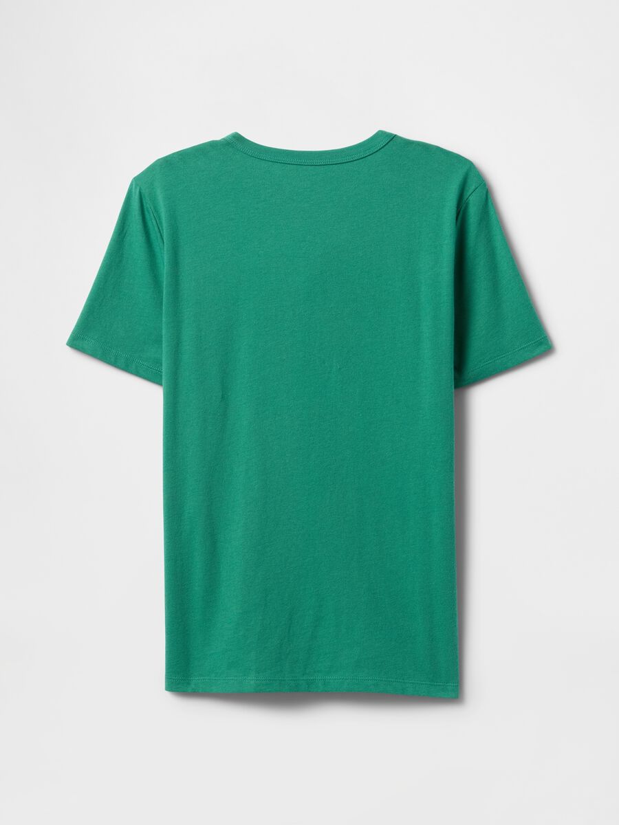 T-shirt verde in puro cotone con logo GAP Bambino_1