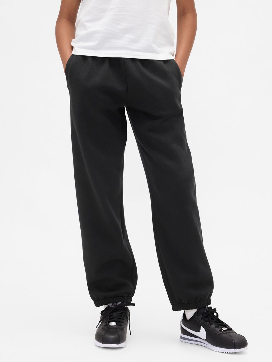 Black cotton blend trousers for girls Girl_1