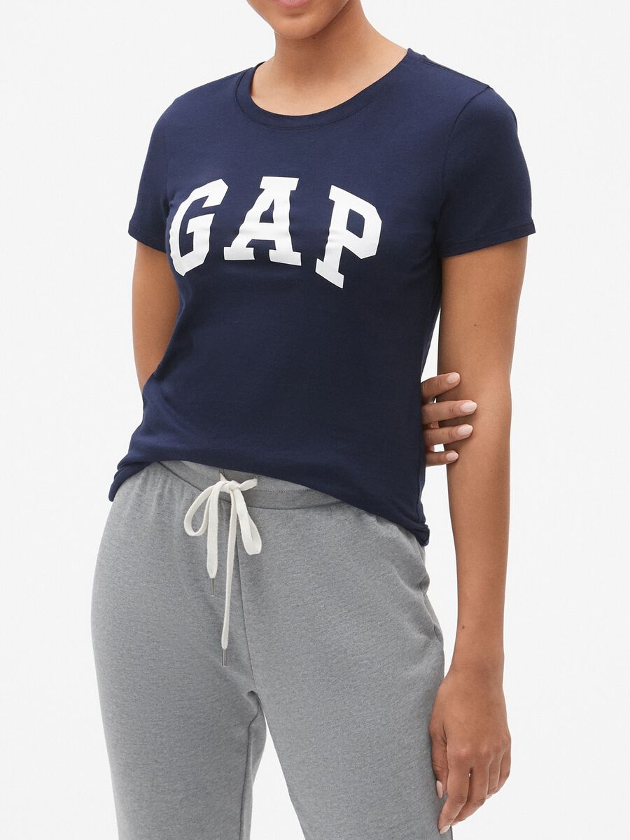 T-shirt girocollo con logo Donna_0