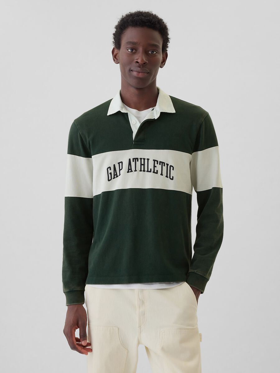 Polo in cotone con stampa logo Uomo_0