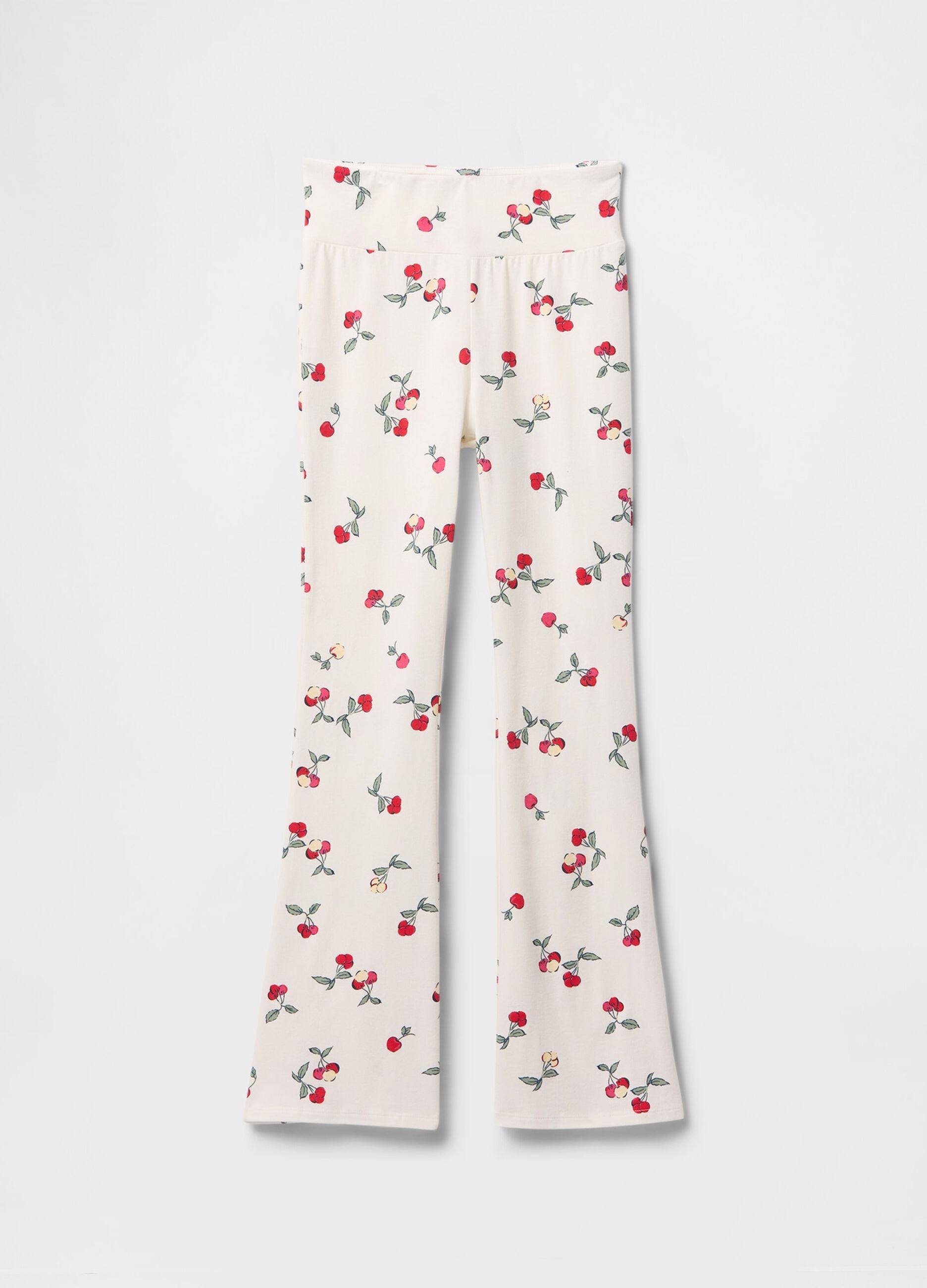 Pantaloni a zampa fantasia fiori su fondo bianco_3