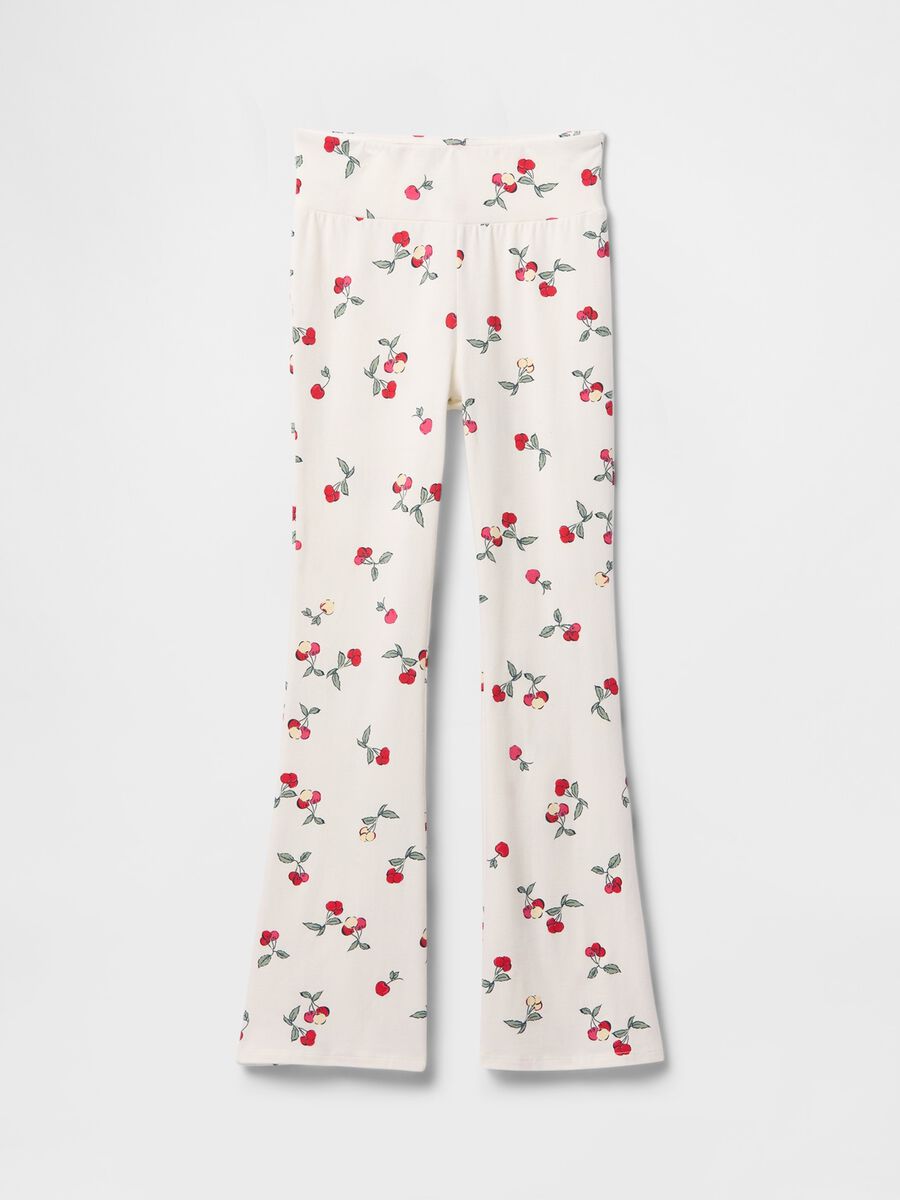 Pantaloni a zampa fantasia fiori su fondo bianco Girl_3
