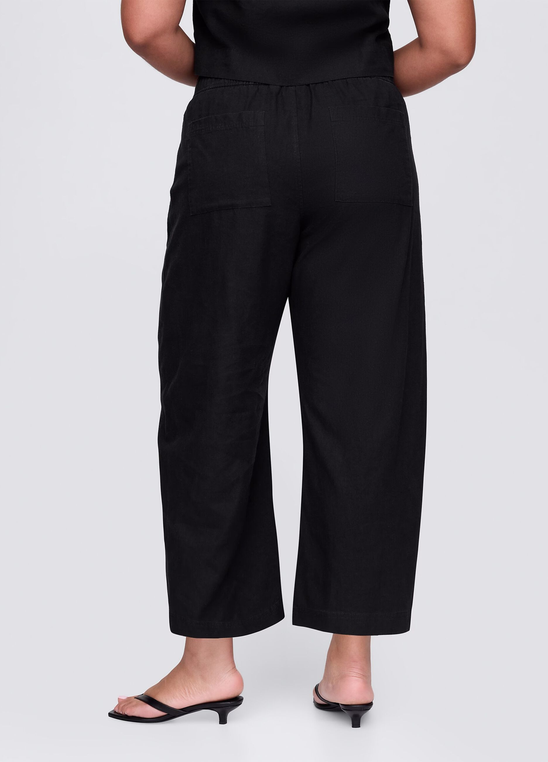 Pantaloni ampi neri in lino e viscosa_6