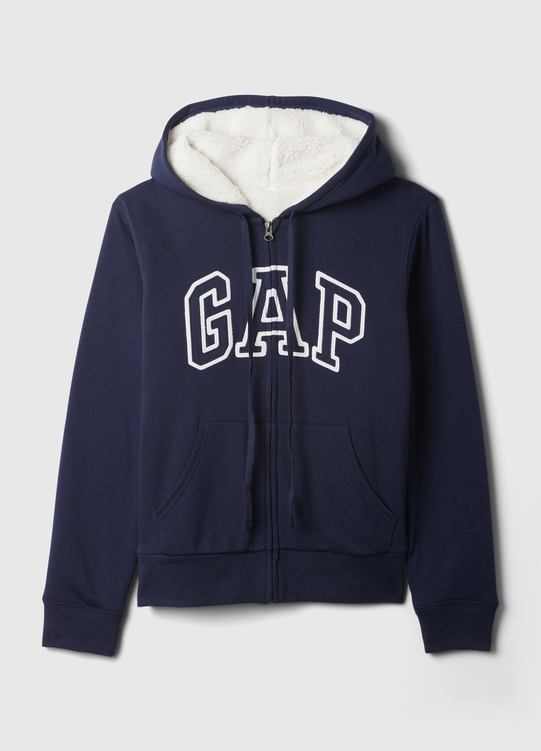 Full-zip con interno in sherpa e ricamo logo