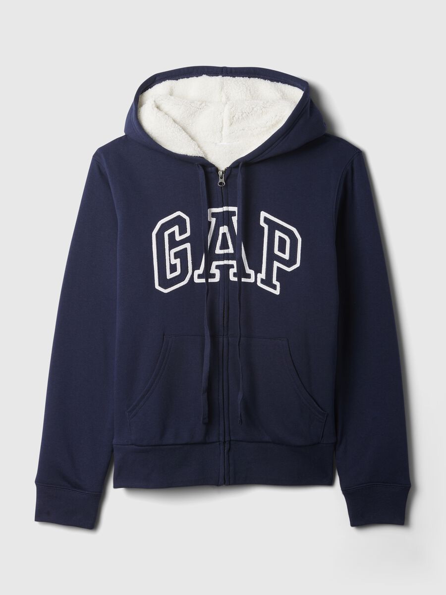 Full-zip con interno in sherpa e ricamo logo Donna_4