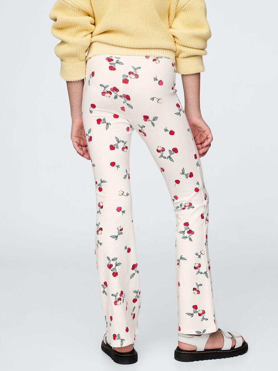 Pantaloni a zampa fantasia fiori su fondo bianco Girl_2