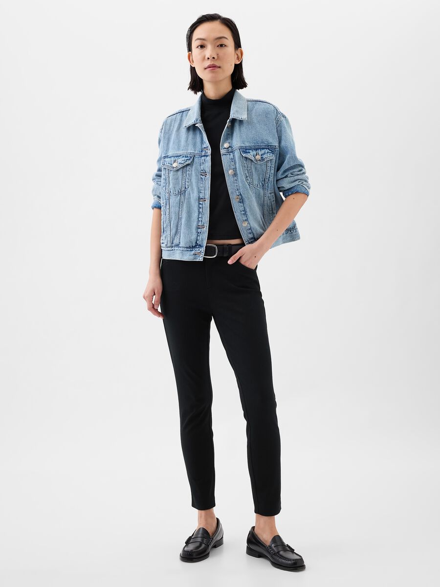 Pantalone a sigaretta in cotone stretch Donna_0