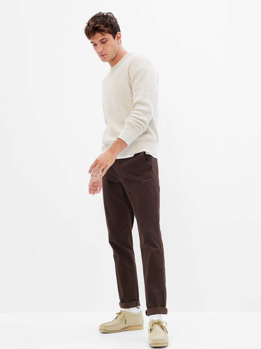 Slim-fit, stretch cotton trousers Man_0