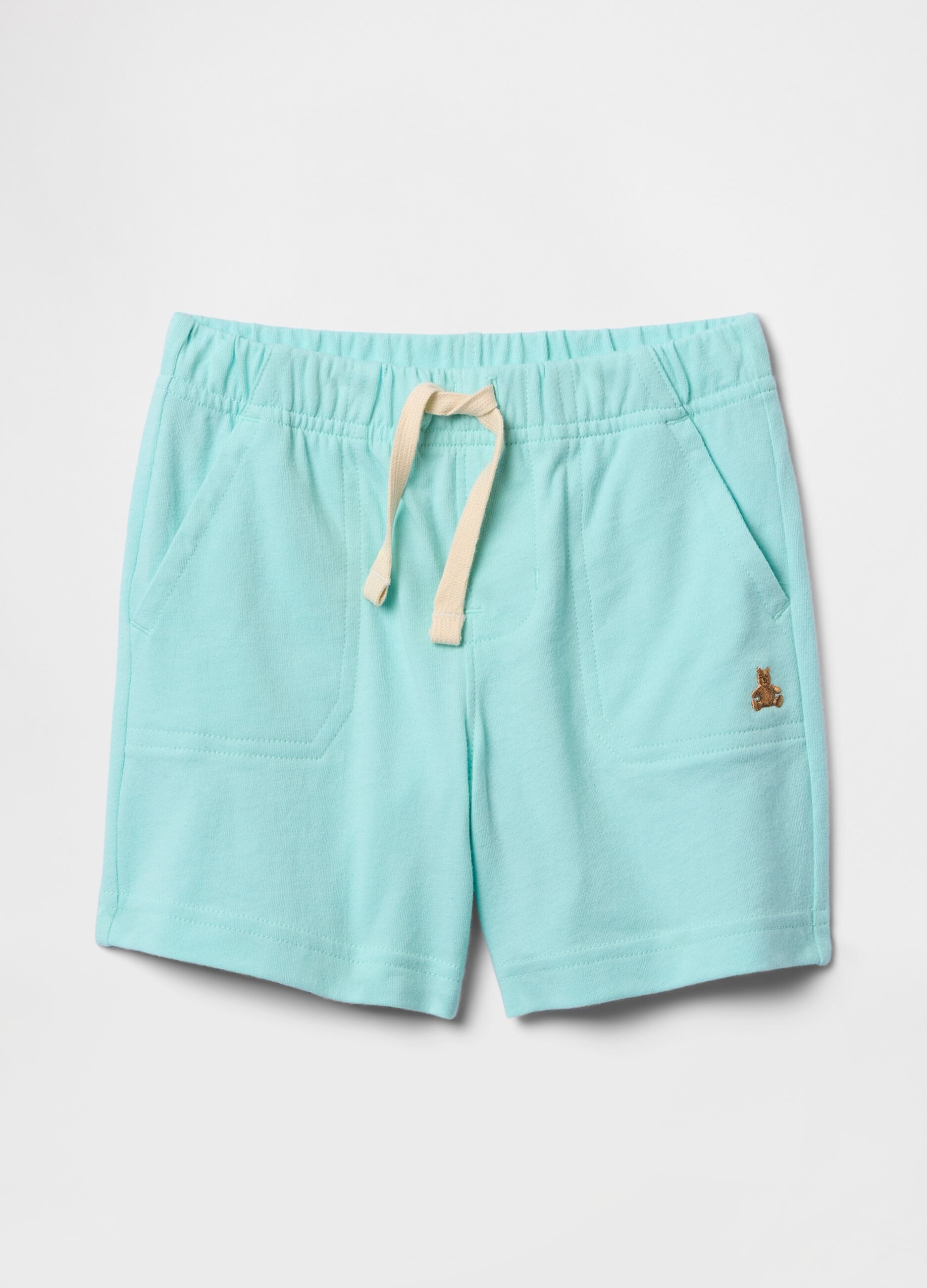 Pantaloncini morbidi azzurri con logo ricamato