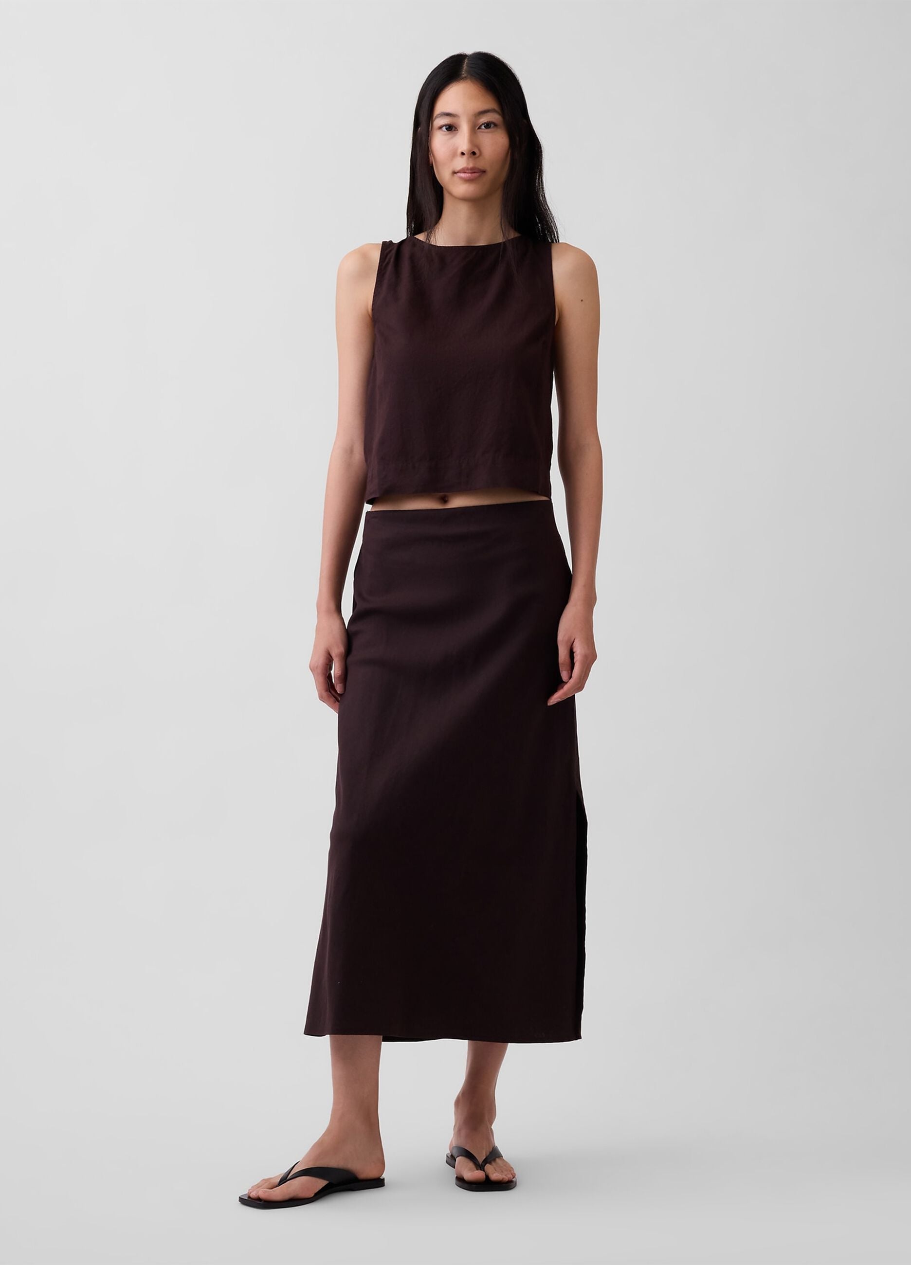 Tank top in misto lino
