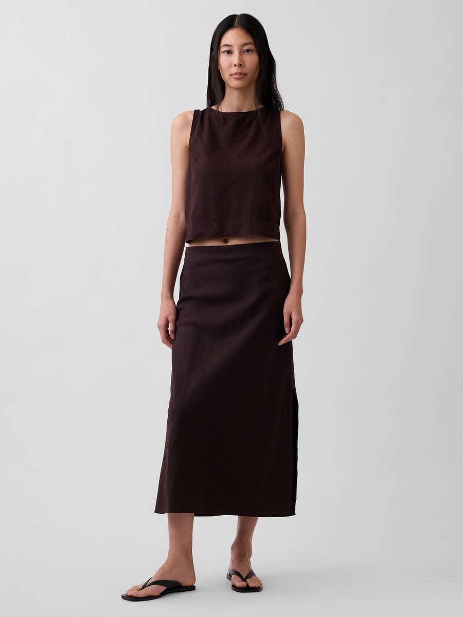 Tank top in misto lino Donna_2