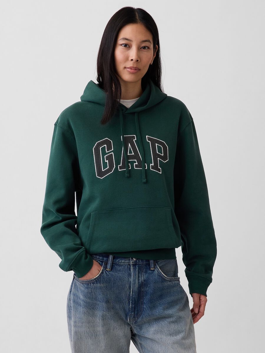 Felpa con cappuccio e logo in misto cotone Uomo_4