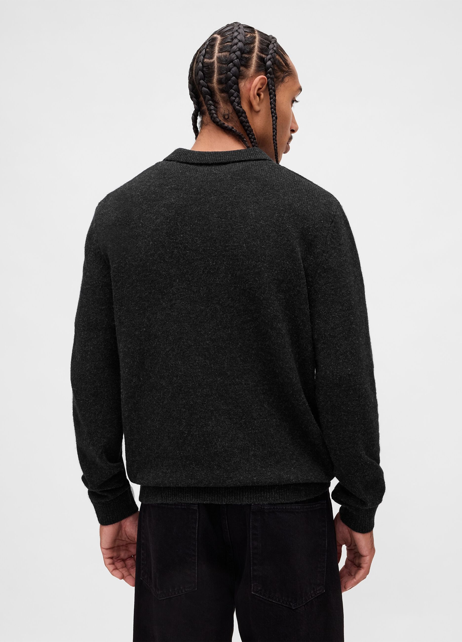 Black sweater in wool and polyamide blend