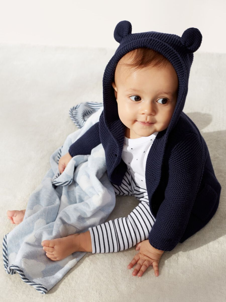 Cardigan tricot con cappuccio e orecchie Neonato_0