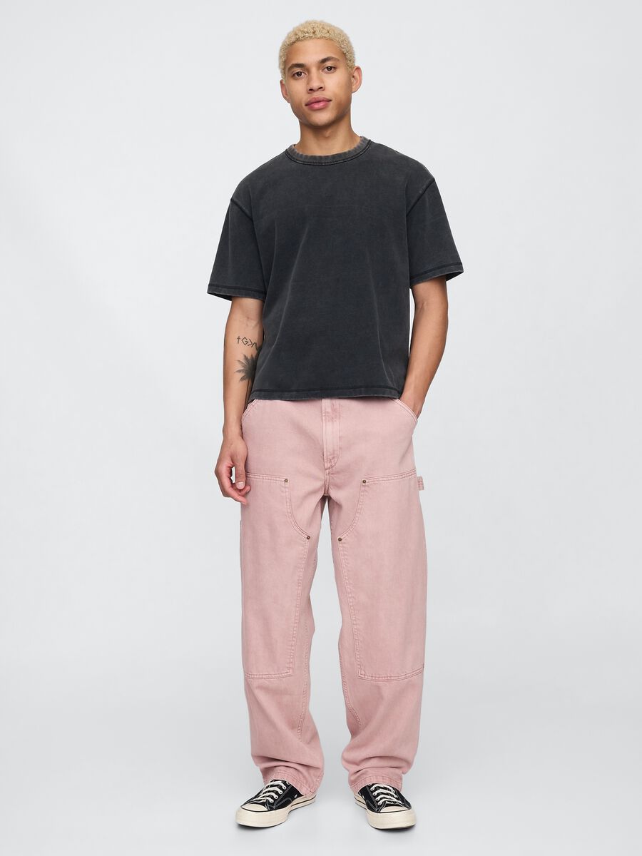 Pantaloni cargo rosa con tasche alla francese Uomo_0