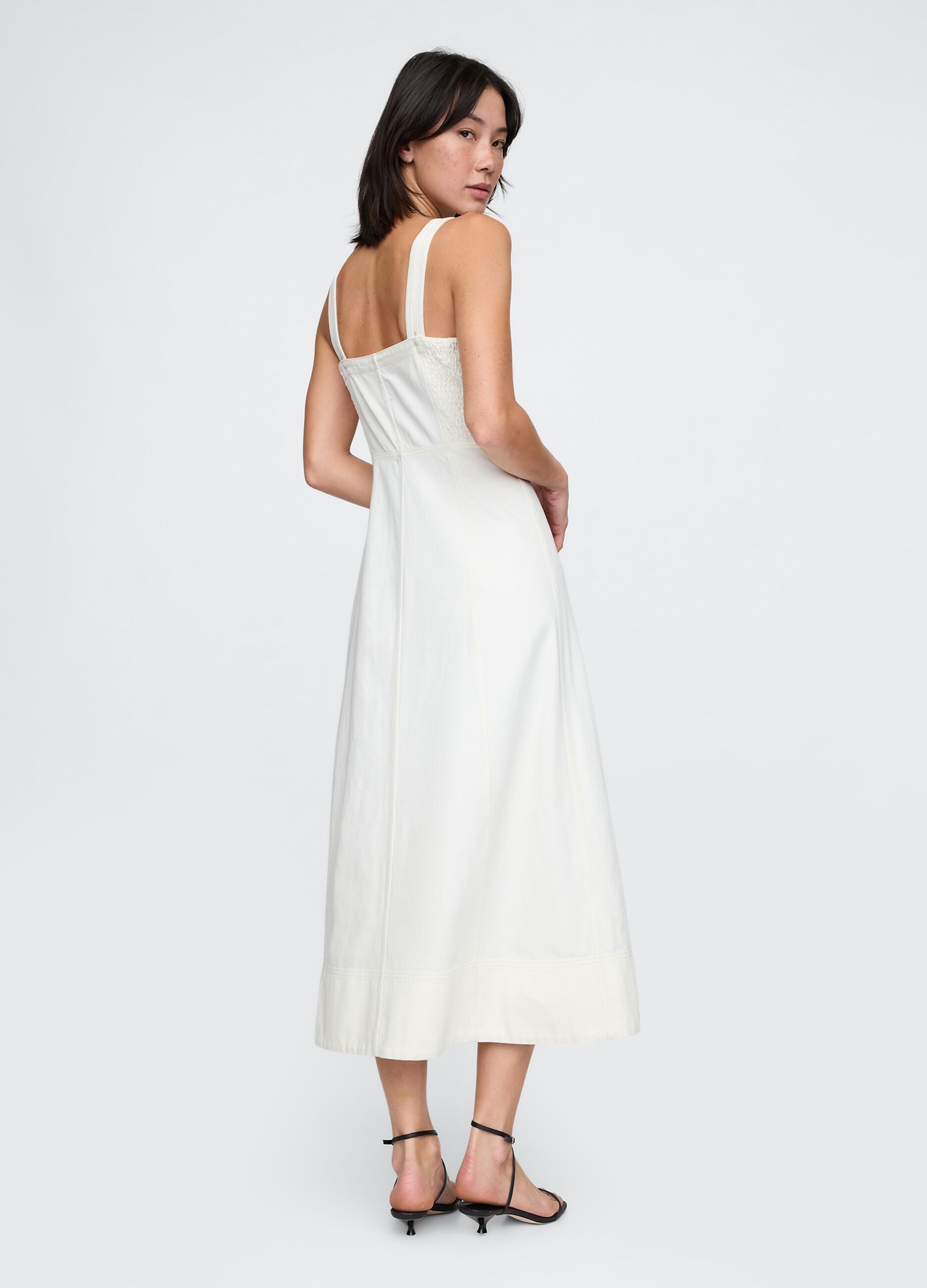 Abito lungo bianco con zip frontale_1