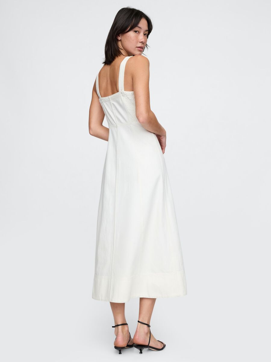 Abito lungo bianco con zip frontale Donna_1