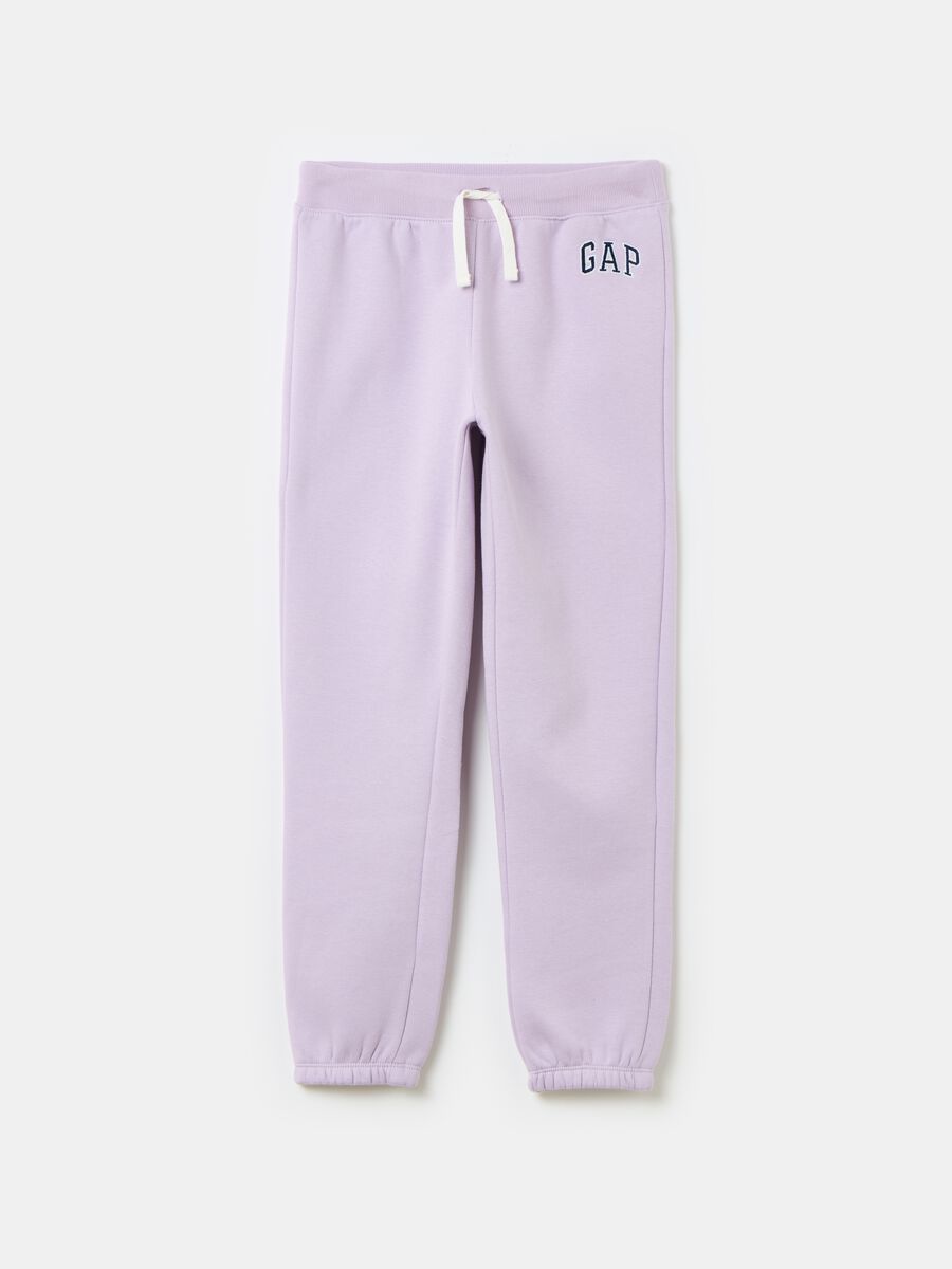 Fleece joggers with logo embroidery Girl_0