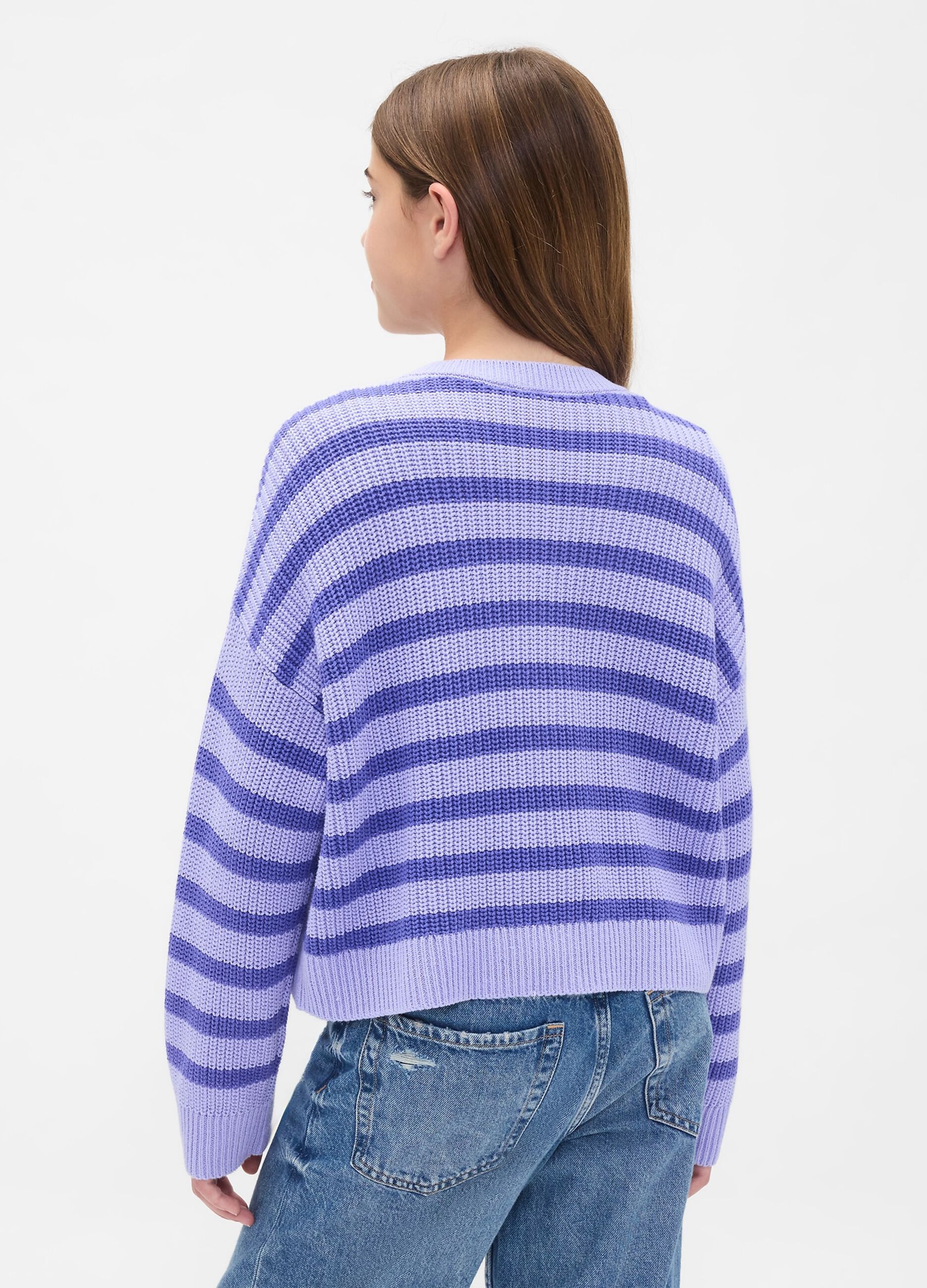 Cardigan viola a righe in cotone_1