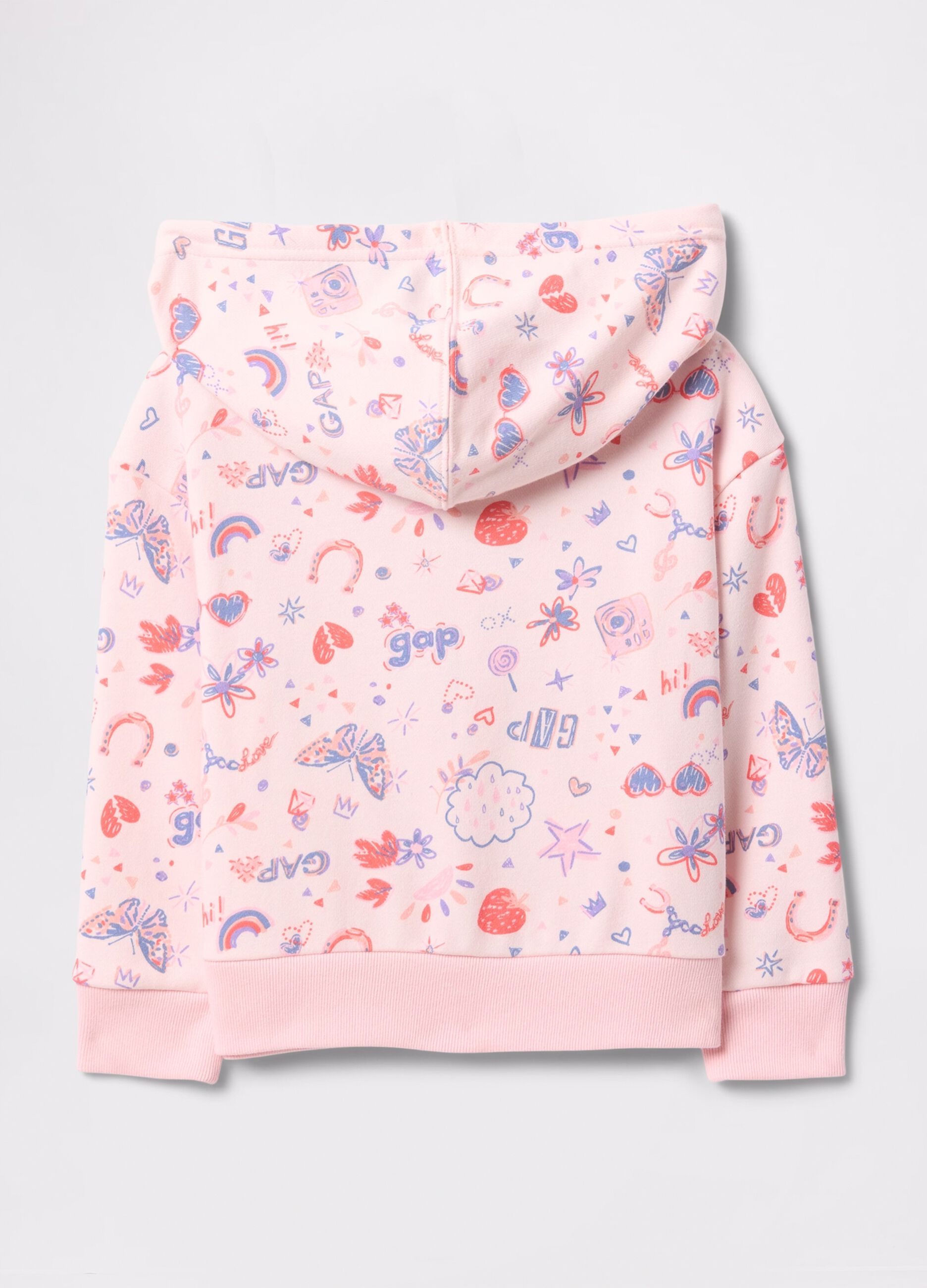 Full-zip rosa con cappuccio e stampa all-over_1