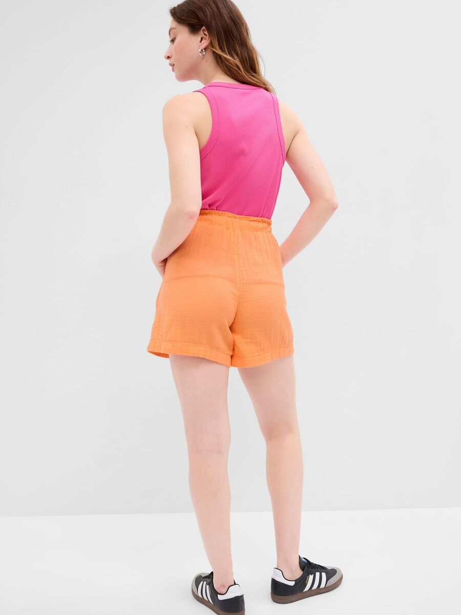 Shorts in popeline effetto crinkle Donna_1
