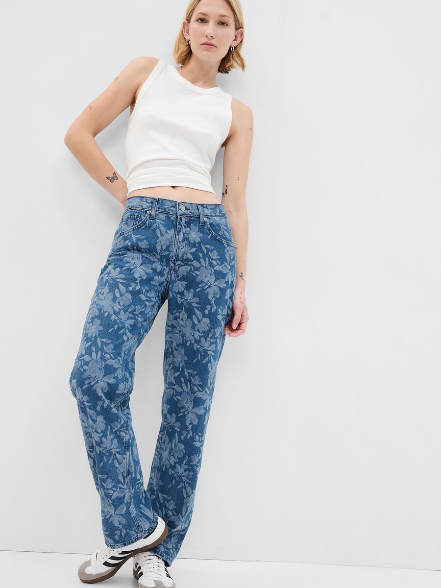 Loose-fit jeans with all-over laser print Woman_1
