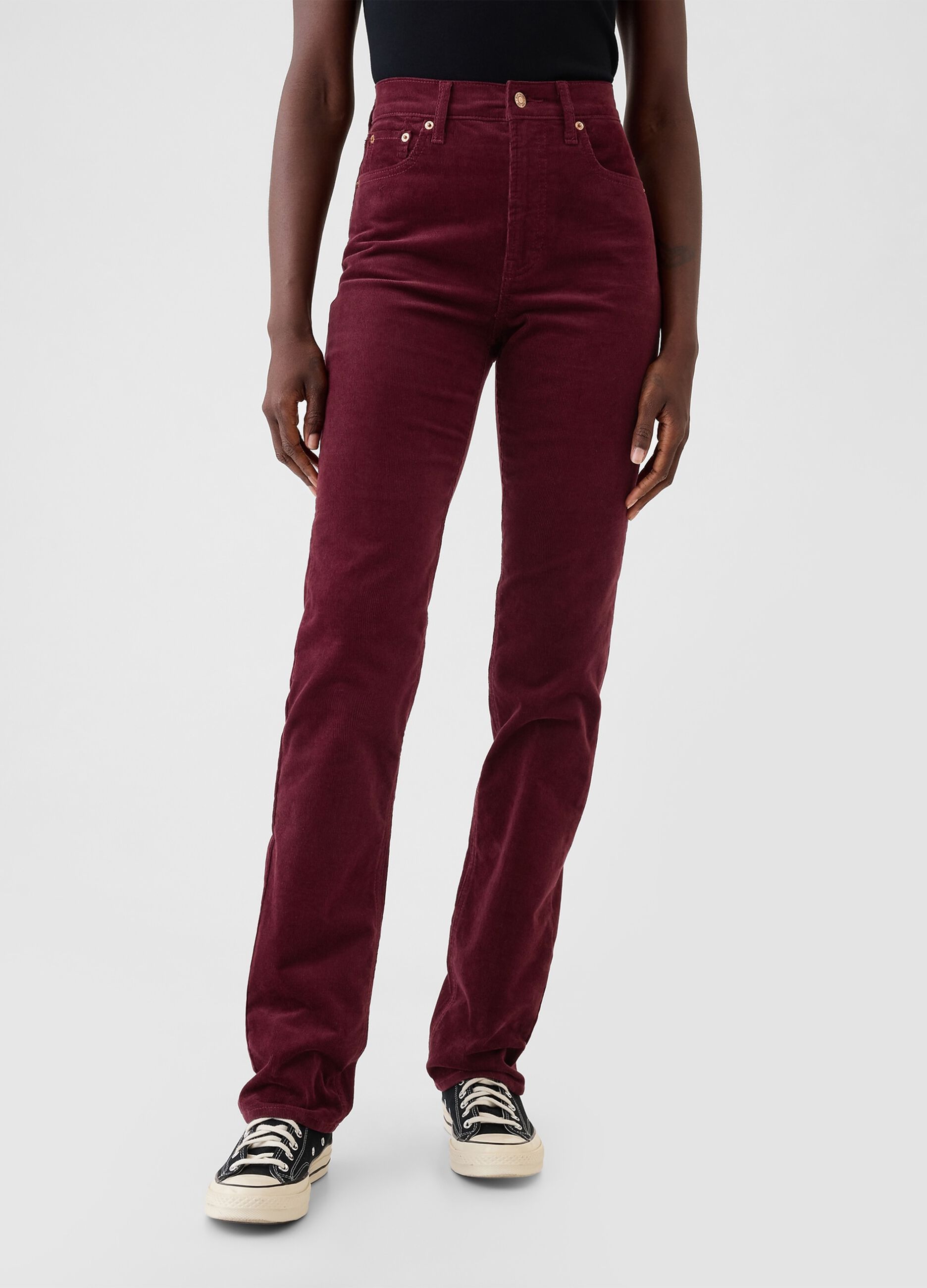Straight high-rise trousers in corduroy_1