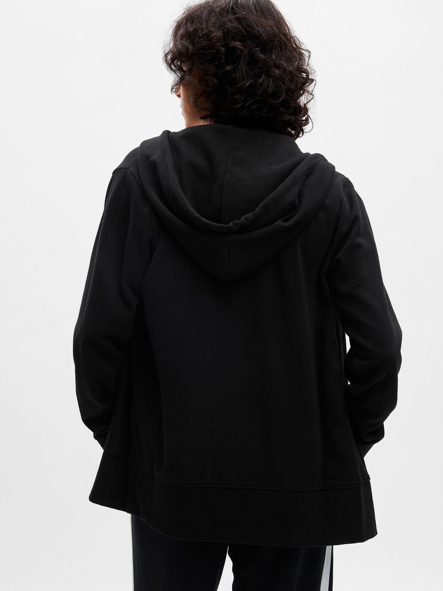 Full-zip sweatshirt in French terry with bouclé logo application Woman_1