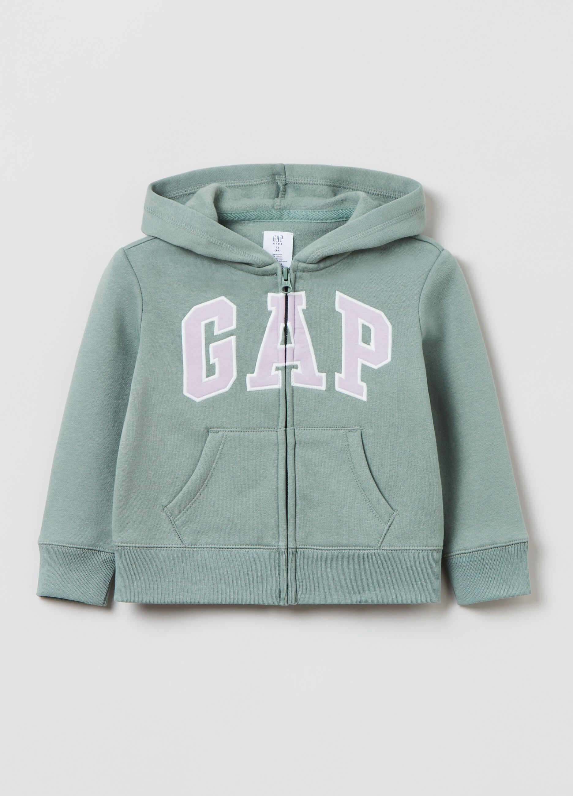 Full-zip sweatshirt with hood and logo embroidery