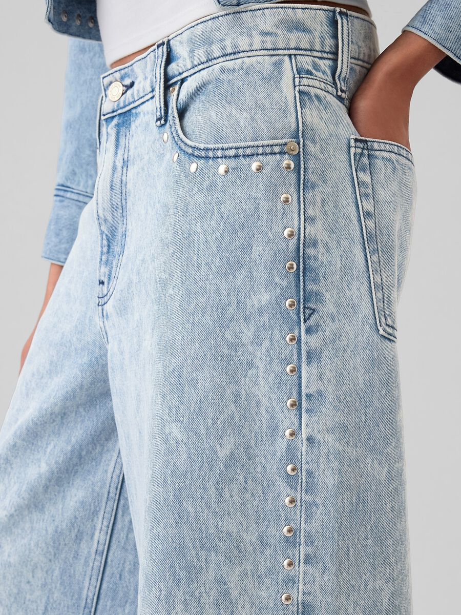 Jeans baggy fit con borchie Donna_4