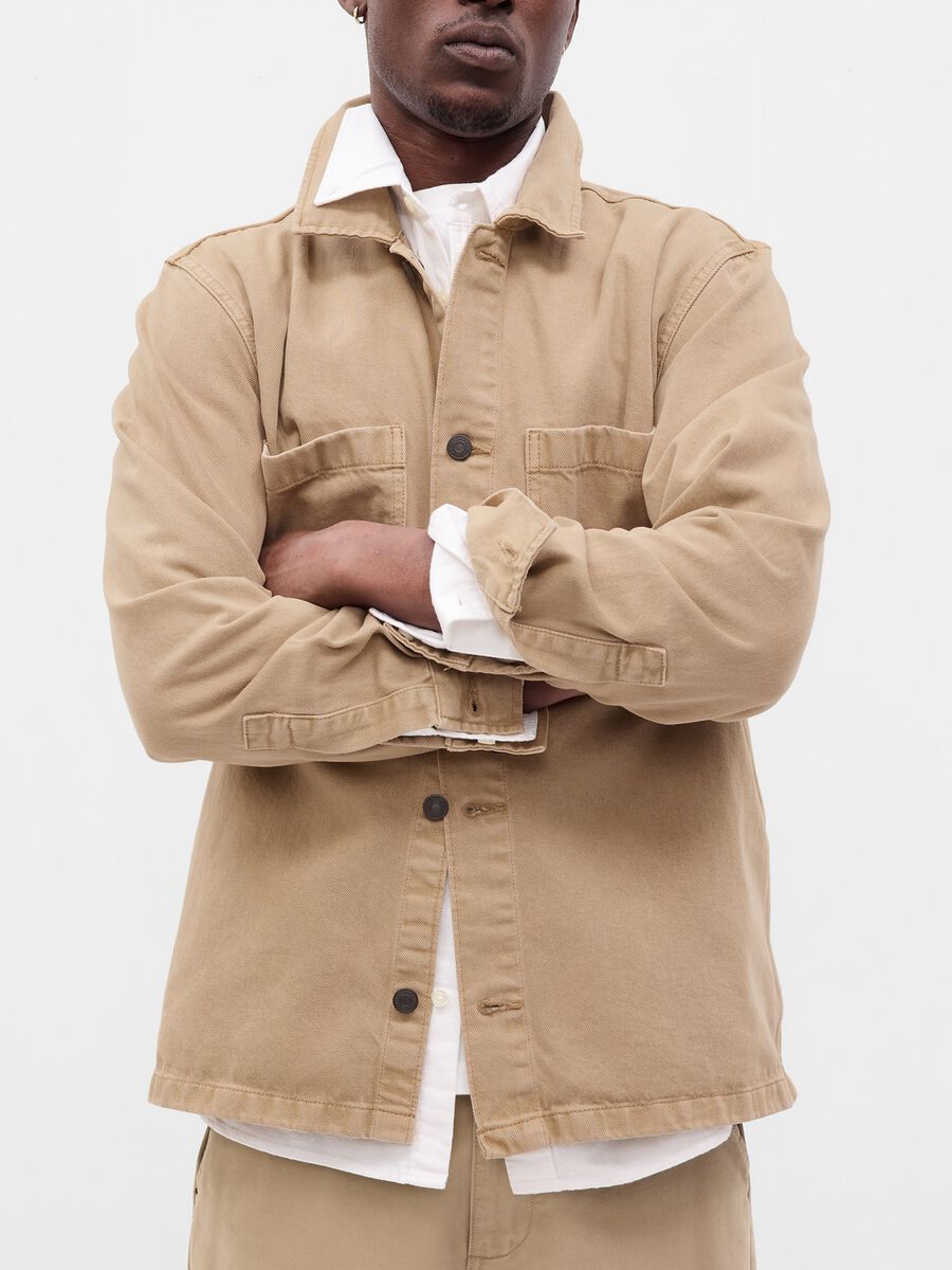 Cotton shacket with pockets Man_2