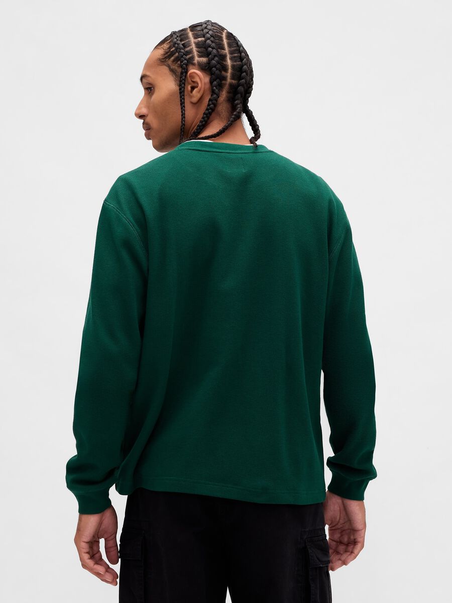 Maglia verde elasticizzata a maniche lunghe Uomo_2