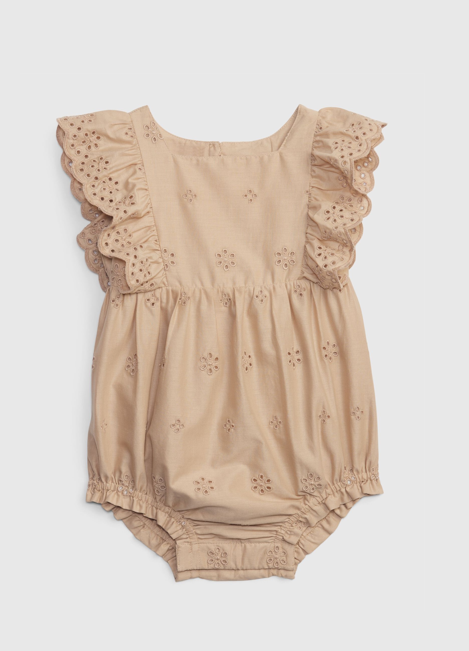 Cotton broderie anglaise bodysuit with ruffles