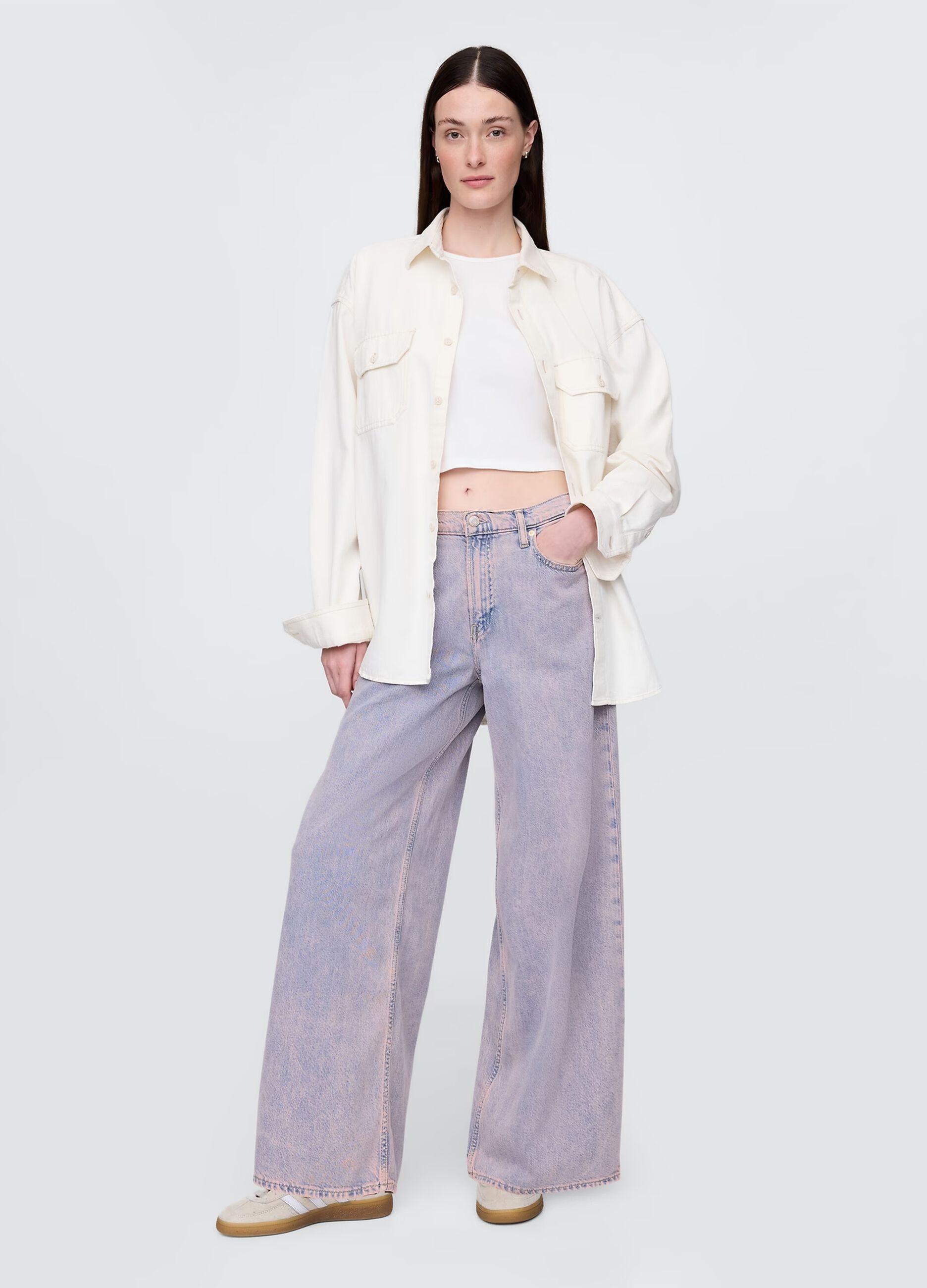 Pantaloni a gamba larga in cotone e Lyocell