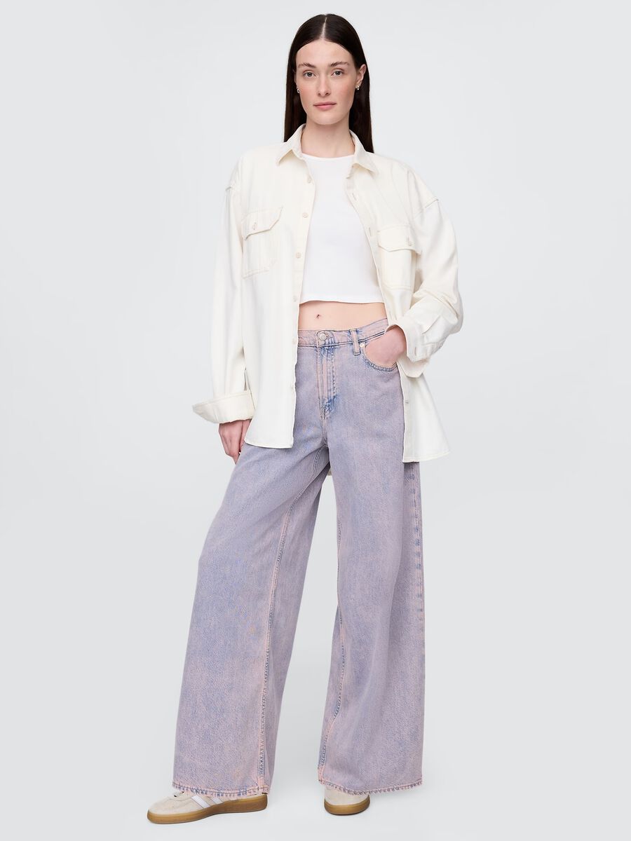 Pantaloni a gamba larga in cotone e Lyocell Donna_0