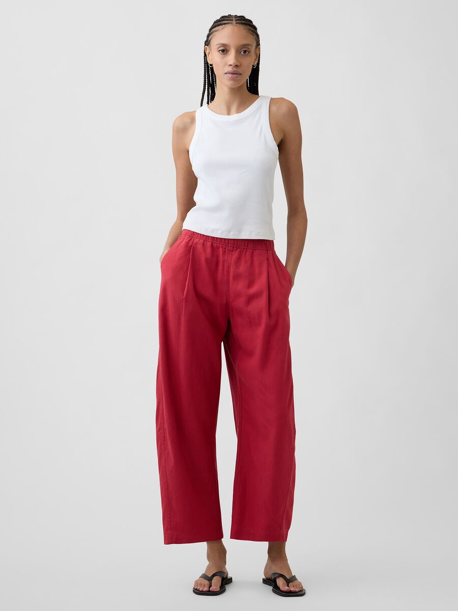 Pantaloni palazzo in misto lino Donna_0