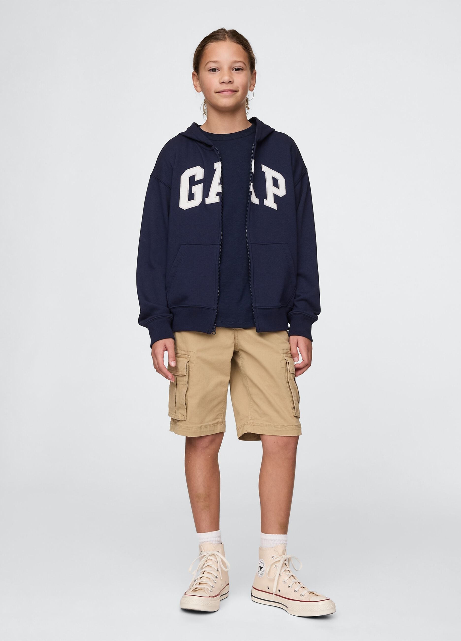 Felpa con logo GAP, cappuccio e zip in misto cotone