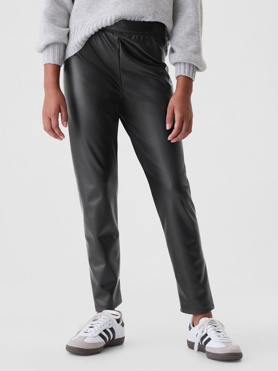 Pantaloni slim fit in tessuto lucido  Bambina_1