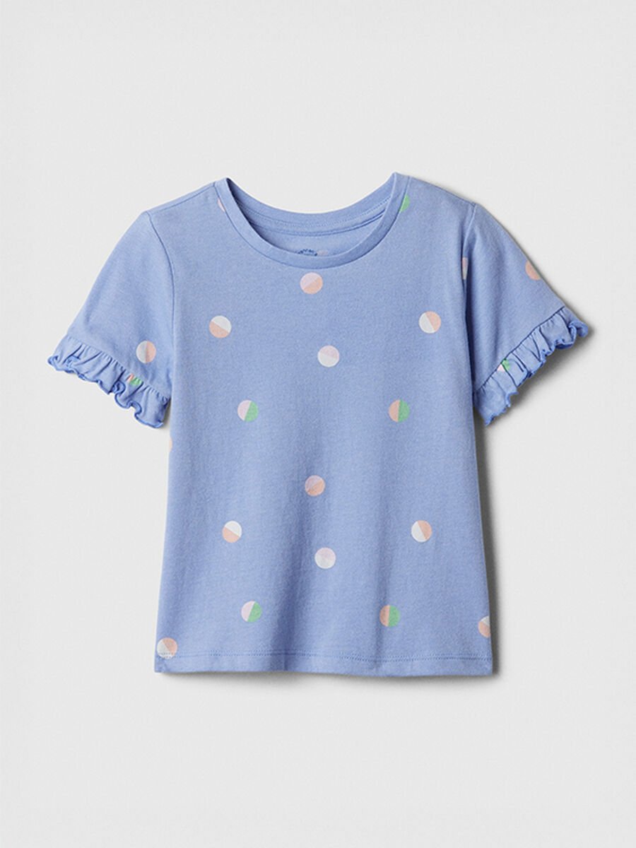 Maglietta azzurra con motivo a pois e maniche a balze Baby Girl_0