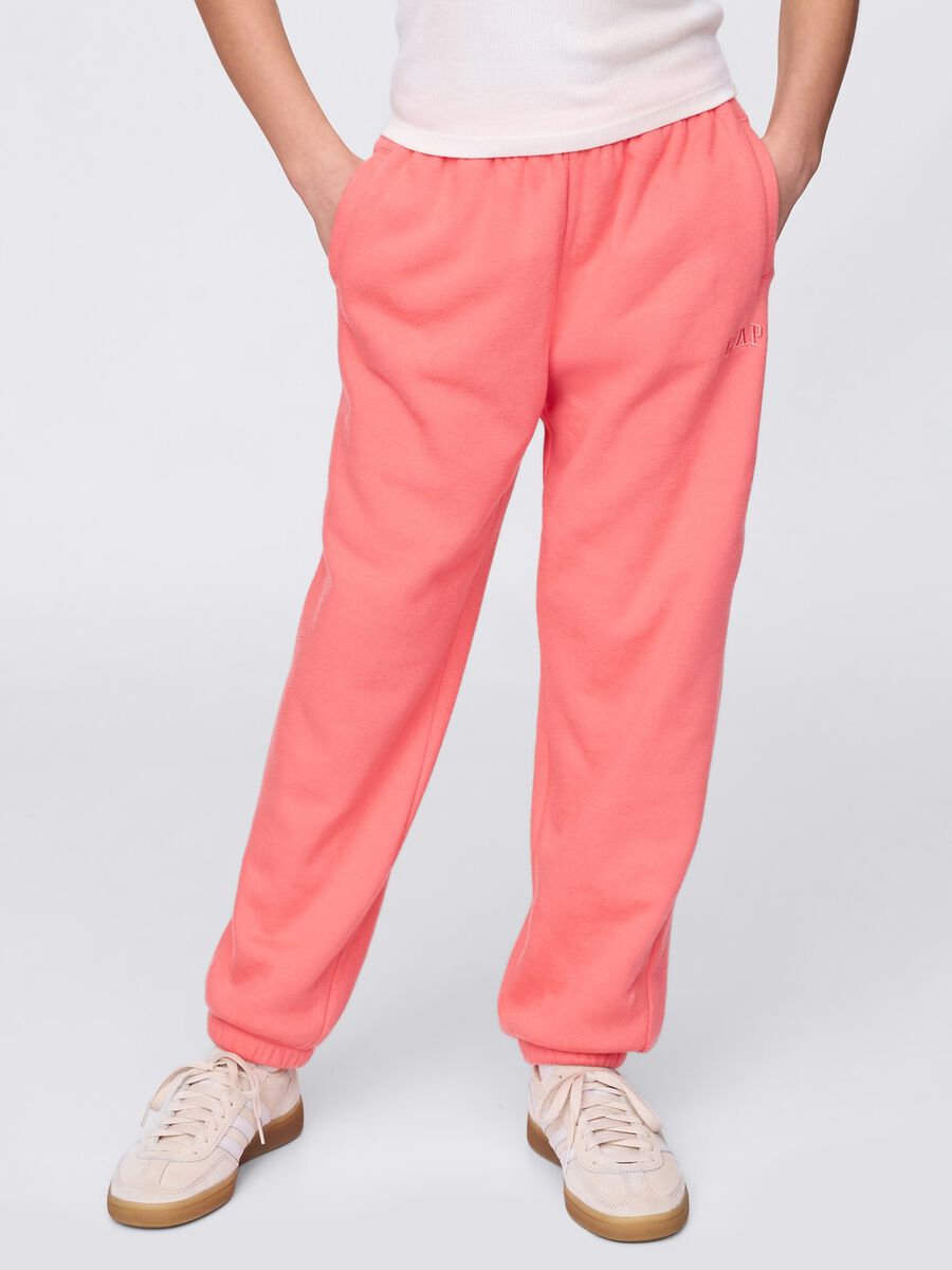 Pantaloni jogger rosa in misto cotone Bambina_1