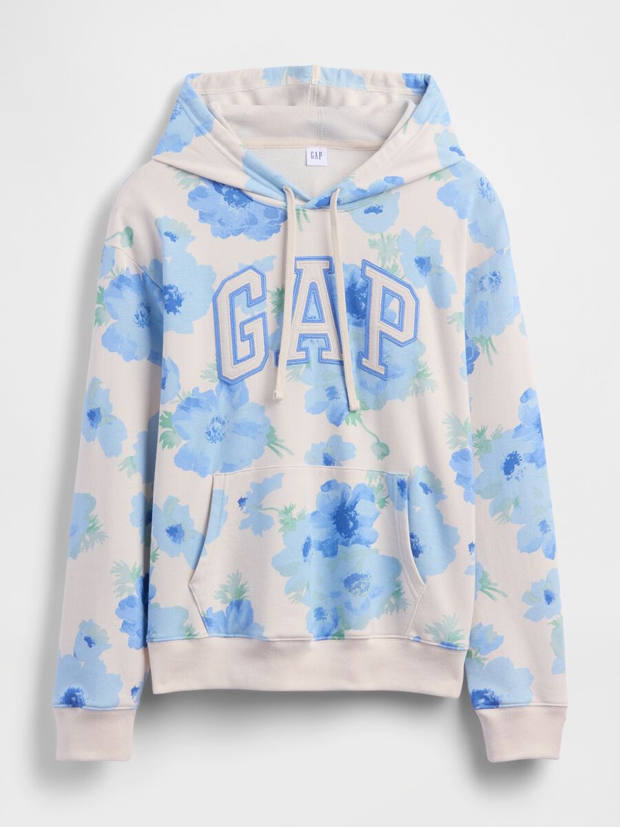 Regular Fit Cotton Blend Sweatshirt with Logo and Floral Pattern Woman_3