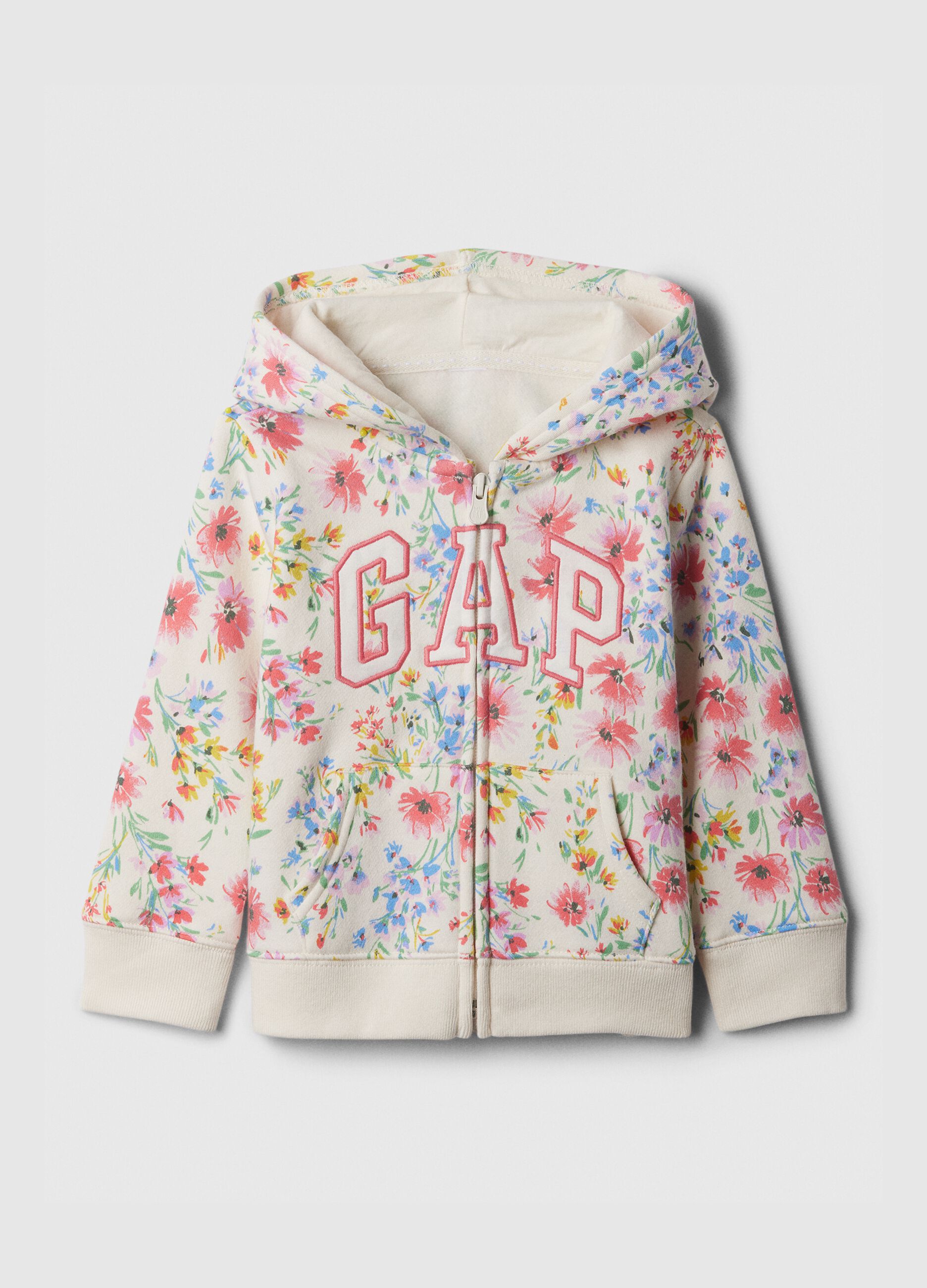 Full-zip fantasia floreale con ricamo logo